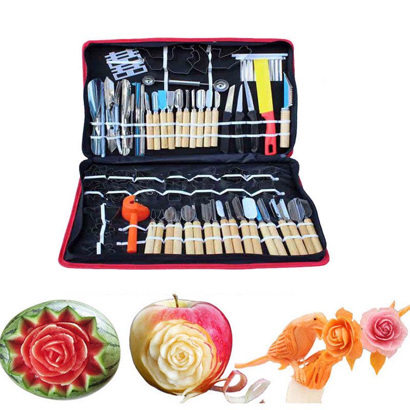 80pcs/Set Portable Vegetable Food Fruit Wood Box Kitchen Carving Tool Kit