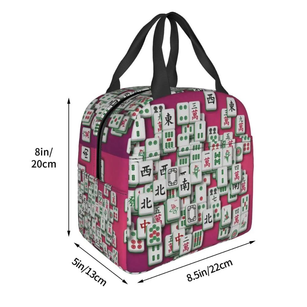 Mahjong Tile Pattern Insulated Lunch Bag for Women Office Cooler Thermal Food Box Tote Portable Lunch Boxes Container