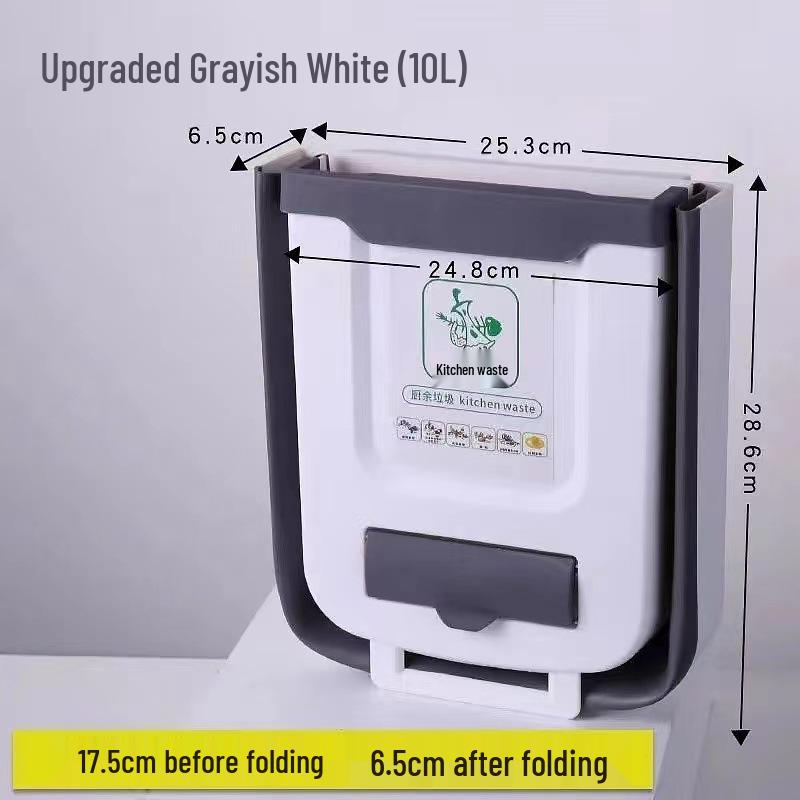 Wall-Mounted Folding Trash Can: Door-Hanging Waste Bin for Kitchen, Car & Home