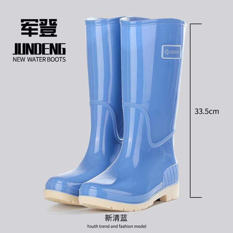 Женские высокие водонепроницаемые и нескользящие резиновые сапоги для дождя, теплые флисовые водные сапоги, ПВХ резиновая обувь, модная женская обувь для воды