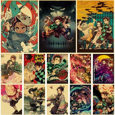 Классические аниме плакаты «Убийца демонов» эстетический ретро плакат на крафт-бумаге домашний декор наклейки на стену спальня бар кафе художественная живопись