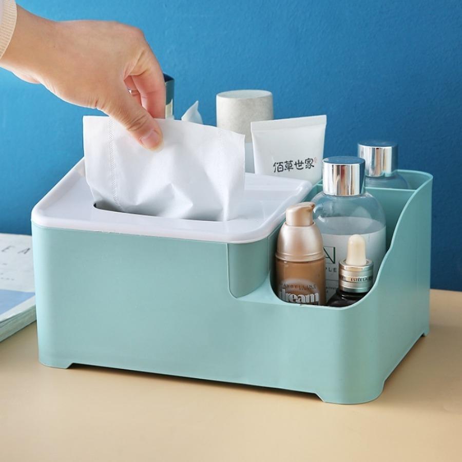 Multifunctional Tissue Storage Box Cover Napkin Holder Sundries Ontainer Stationery Organizer for Bedroom Office Bathroom Vanity