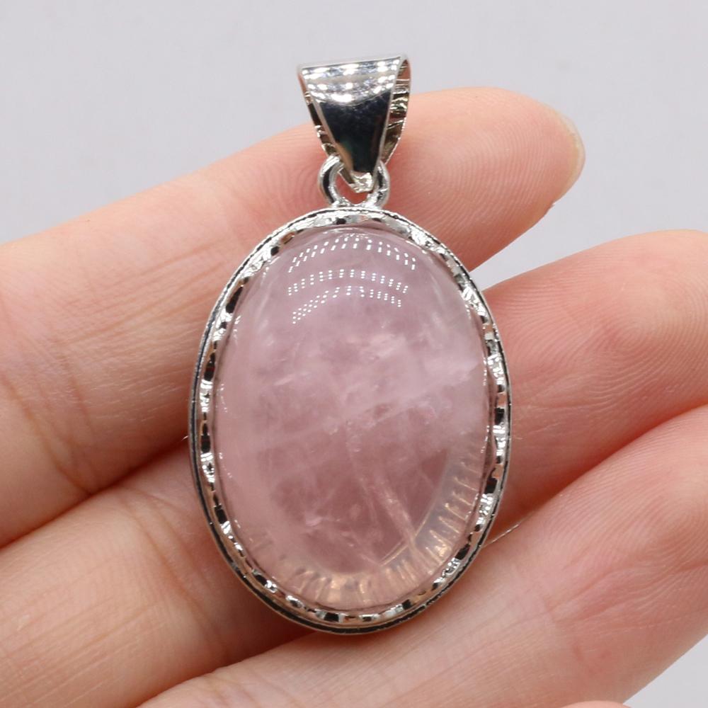 Кулон из натурального камня овальный розовый кварц аметист опал малахит лазурит агат зеленый авантюрин подвески для изготовления ювелирных изделий DIY аксессуары для ожерелья