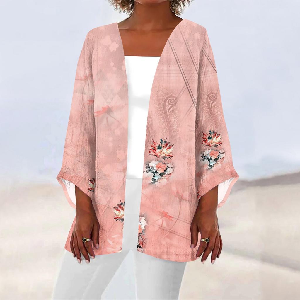 Женская повседневная модная легкая куртка средней длины с принтом в стиле ретро, ​​кардиган