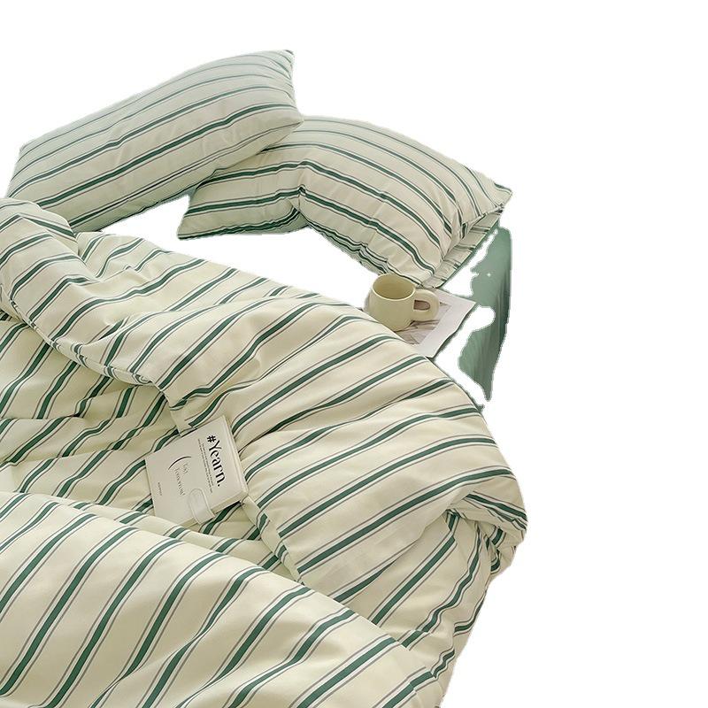 Минималистский комплект постельного белья из хлопка в полоску от японских и корейских блогеров - односпальная/двуспальная кровать для студенческого общежития, постельное белье из 3 предметов