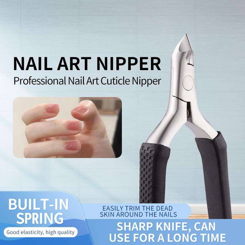 Маникюрные ножницы для кутикулы Силиконовая нескользящая ручка Кусачки для кутикулы Обрезание краев ногтей Заусенцы Ножницы для омертвевшей кожи Инструменты для нейл-арта