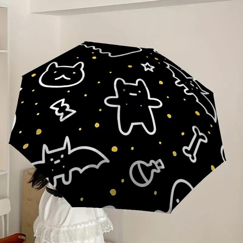 1pc Spooky-patterned Automatic Folding Umbrella, Heavy-Duty 8-Rib Construction, Perfect for Everyday yy251114126