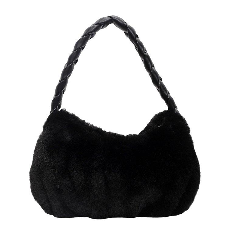 Осенне-зимняя новая плетеная плюшевая сумка подмышкой, симпатичная, простая, нишевая, дизайн, высокая вместимость, универсальная, женская