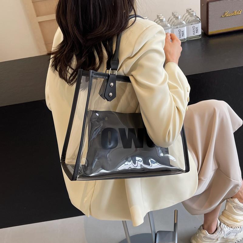 Fashionable Transparent Handbag For Women 2024 New Trend Large Capacity Beach And Shoulder Bag