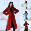Women's Midi Long Wool Blend Coat Classic Notch Lapel Single Breasted Pea Trench Coat Fall Winter Overcoat