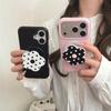 Милый Кавайный Чехол для Телефона в Горошек с Цветами для iPhone 17 16 15 14 Pro Max Черный Розовый Магнитная Подставка-Ручка Защитный Чехол для Девочек