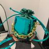 Мини-сумки из искусственной кожи на шнурке для женщин, квадратная сумка-ведро с цепочкой, роскошный клатч-хобо класса люкс
