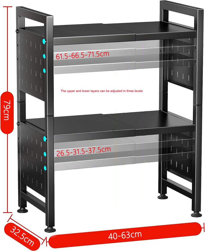 Adjustable Microwave Stand, Microwave Rack for Kitchen Shelves Countertop Organizer Holds 180 Pounds Kitchen Baker Rack