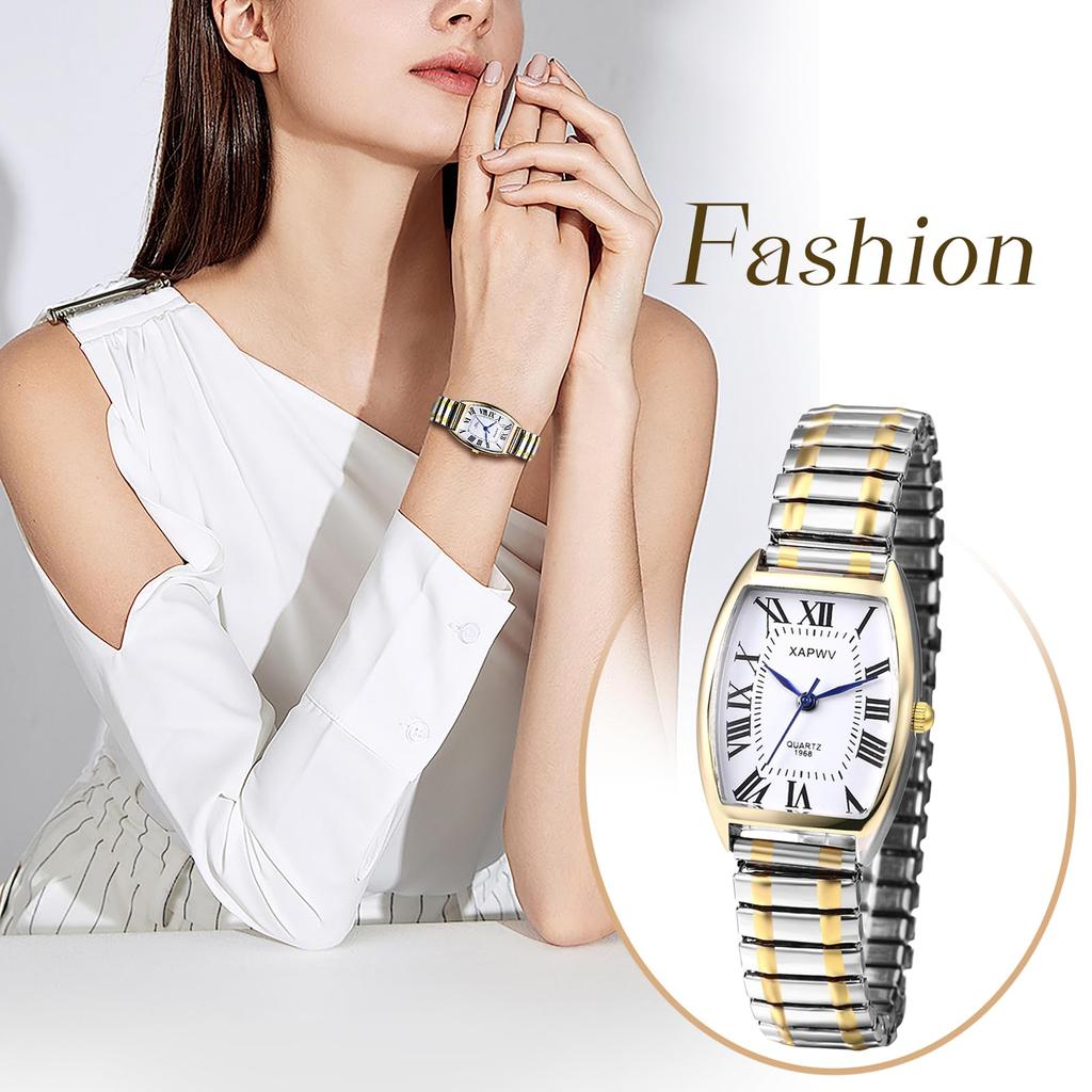 Seiko Watch Copy Эластичные часы из нержавеющей стали с квадратными римскими цифрами Кварцевые точные часы Водонепроницаемые крутые часы-браслет Деловые повседневные римские цифры