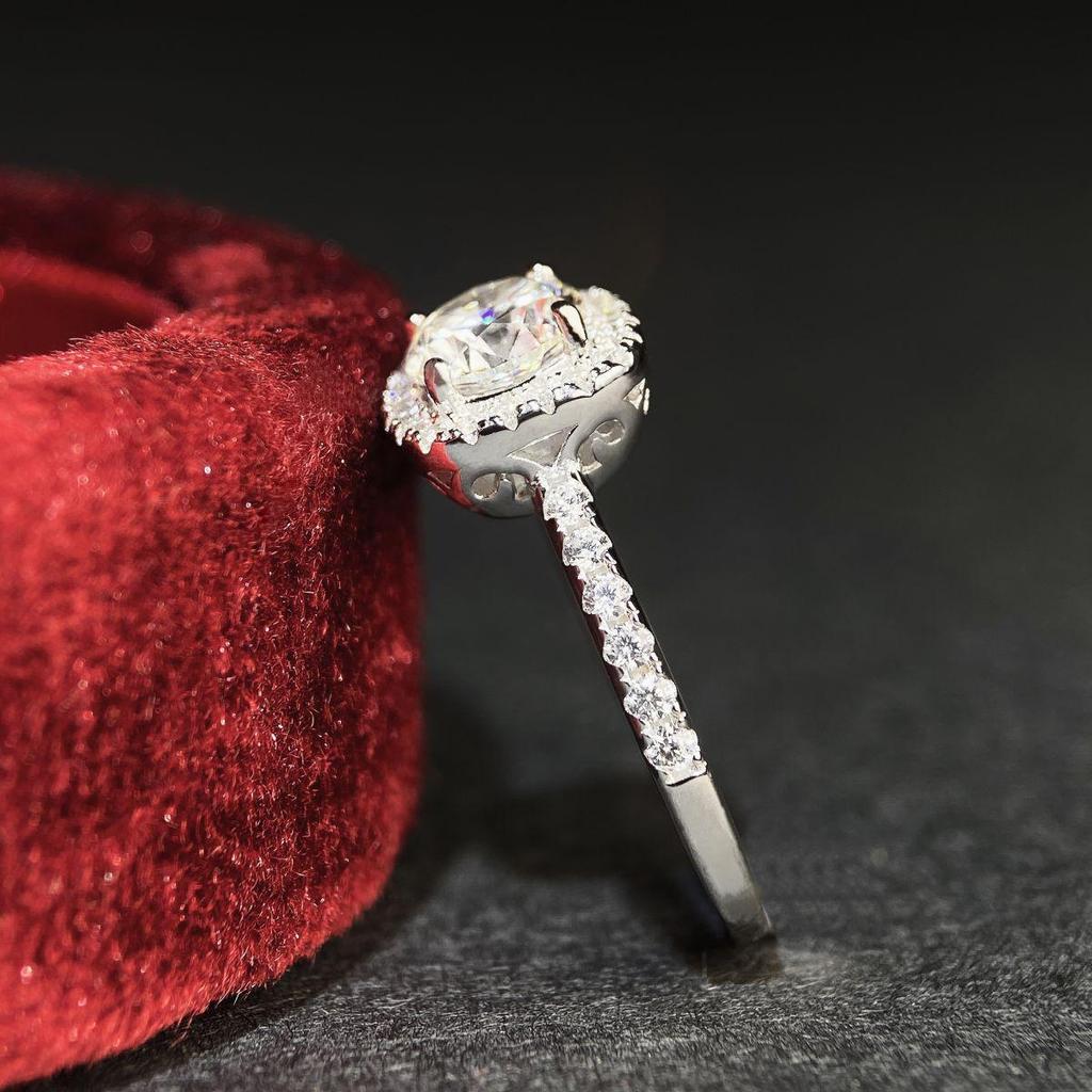 S925 Sterling Silver 1 Carat VVS1 Moissanite Princess Cut Ring for Women with Inscription