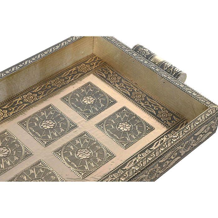 Plateau apéritif - DKD Home Decor - Champagne - Bois et métal - Design indien - 36x22x4 cm