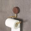 Wood And Metal Toilet Roll Paper Holder Self Adhesive Bathroom Accessories Tissue Paper Rack For Kitchen Easy Install No Screw