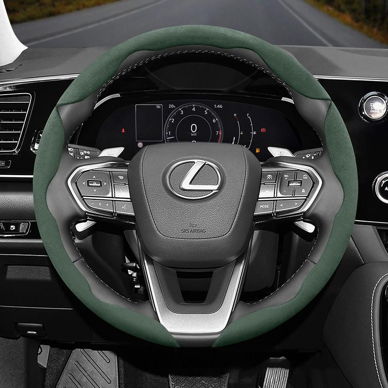 HPE1 Suitable for Lexus Anti-Slip Buckle Segmented Suede Steering Wheel Cover Suitable for Is250 Ct200H Is350 Es300H Rc Is300H Rx Rx450H Hs250H Nx300