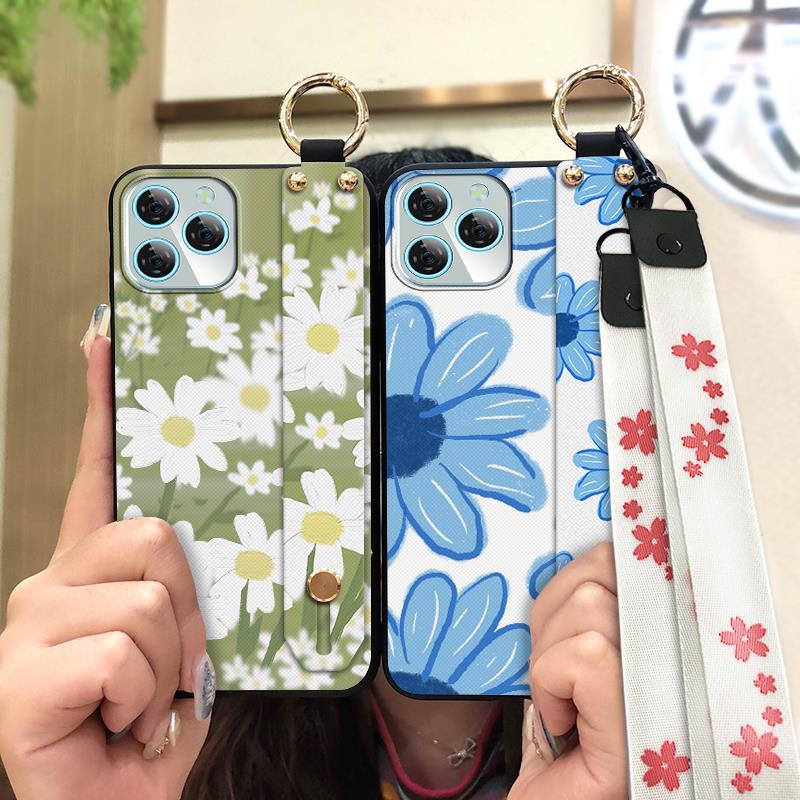 Soft case Oil Painting Phone Case For Blackview A95 Dirt-resistant Anti-dust Anti-knock Lanyard Flower Kickstand Durable