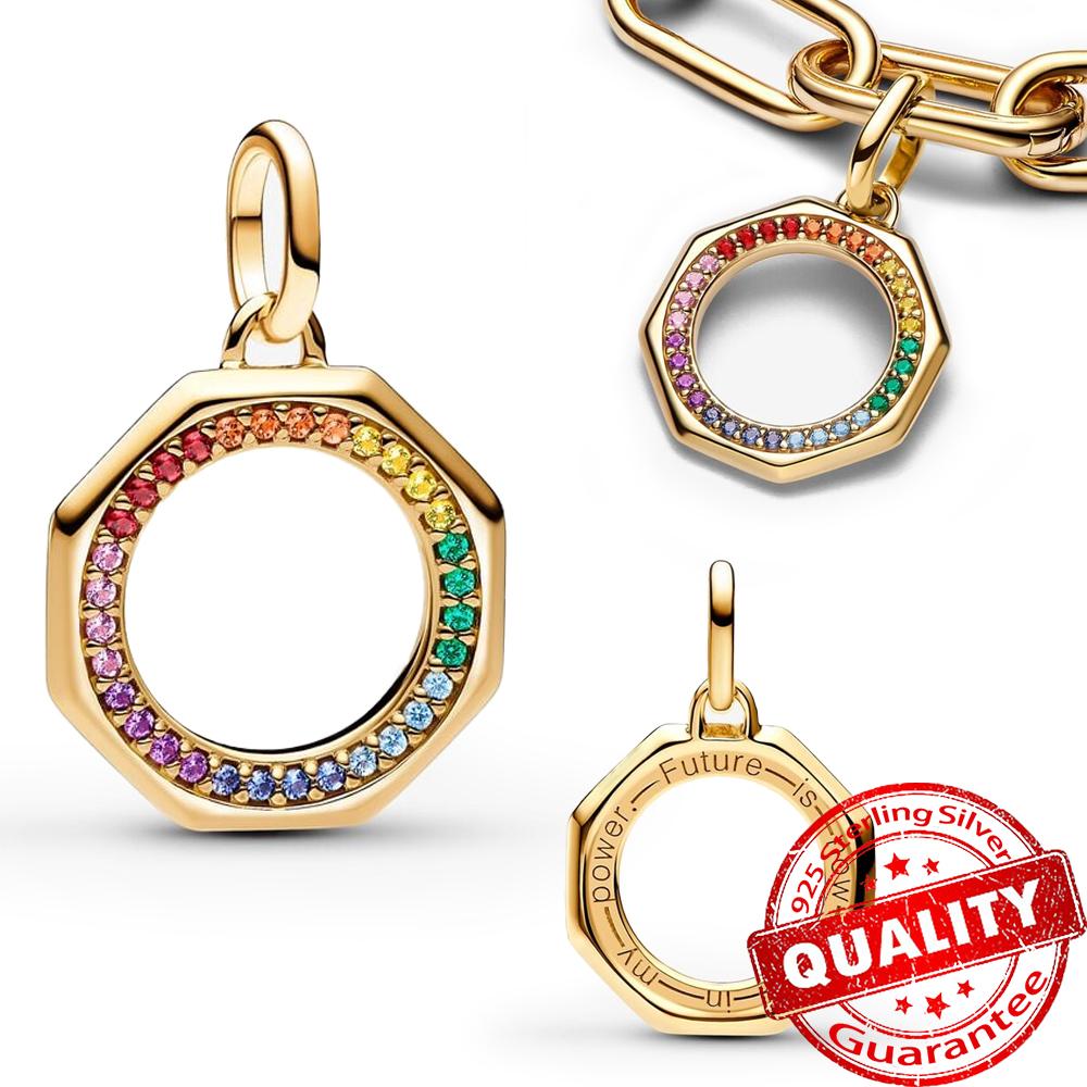 Классическое золотое проволочное сердце и сверкающий циркон из стерлингового серебра 925 пробы, подвеска-шарм "Ангел" для DIY-женского браслета, аксессуары для кулона