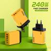 Адаптер-зарядное устройство для телефона с 5 портами, светодиодный, USB C, 240 Вт, вилка для iPhone/Xiaomi/Samsung