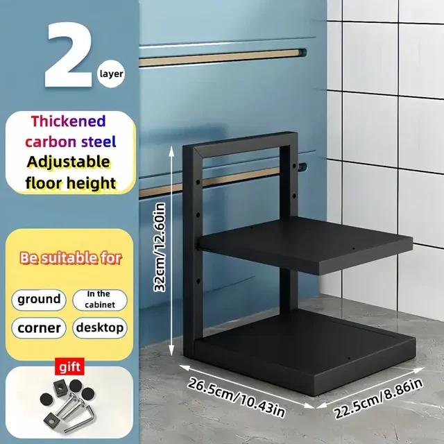 Регулируемая полка для кастрюль, кухонная полка для хранения кастрюль из нержавеющей стали, многослойная бытовая полка для кастрюль и сковородок для кухни