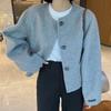 Корейский шик Осень Зима Французский круглый однобортный свободный повседневный универсальный шерстяной жакет с длинными рукавами для женщин