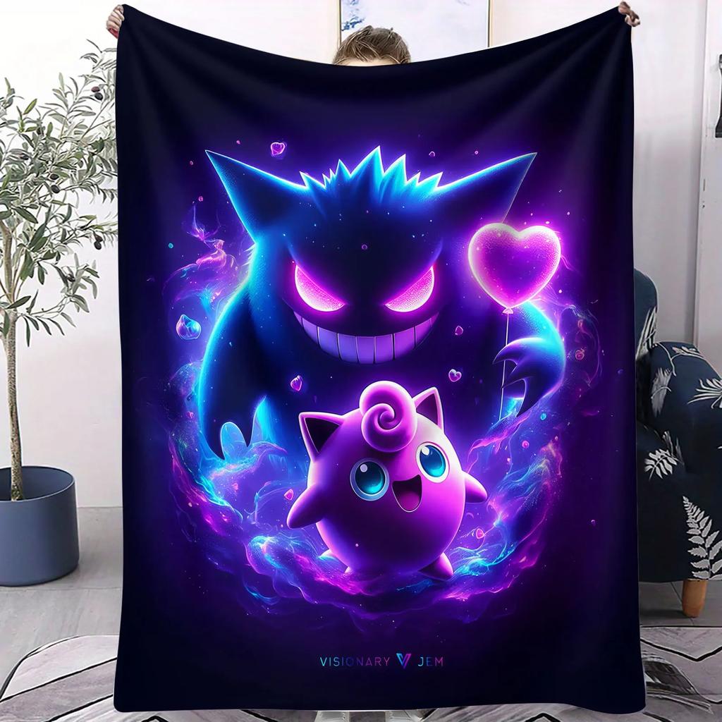 Pokemon Pikachu & Eevee Flannel Blanket Hot Anime Soft Warm Throw Sofa Bed Couch Cover Nap Cape Shawl Camping Fans Kids Gift