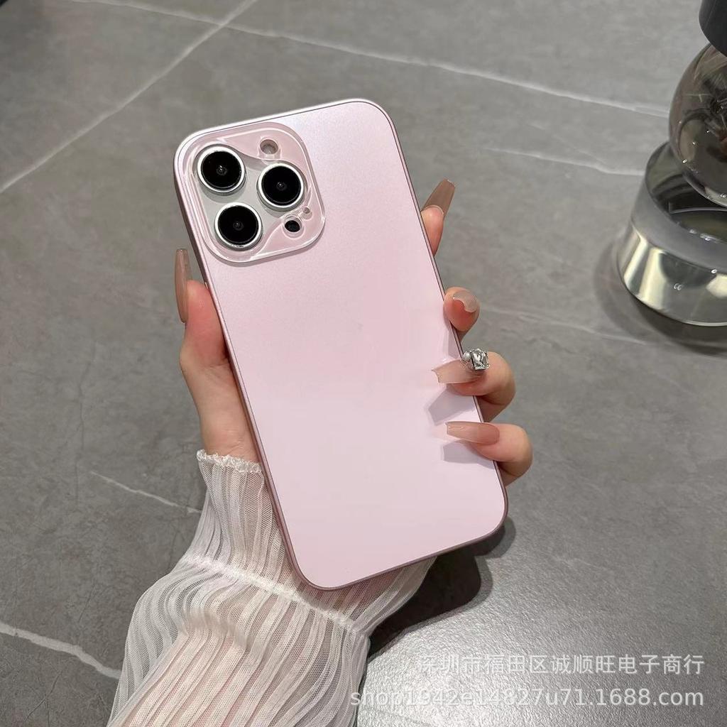 Применимо к чехлу для мобильного телефона Apple 16Pro Max Huawei Mate80, матовый гальванический чехол с большим отверстием, защитный чехол с продвинутым дизайном