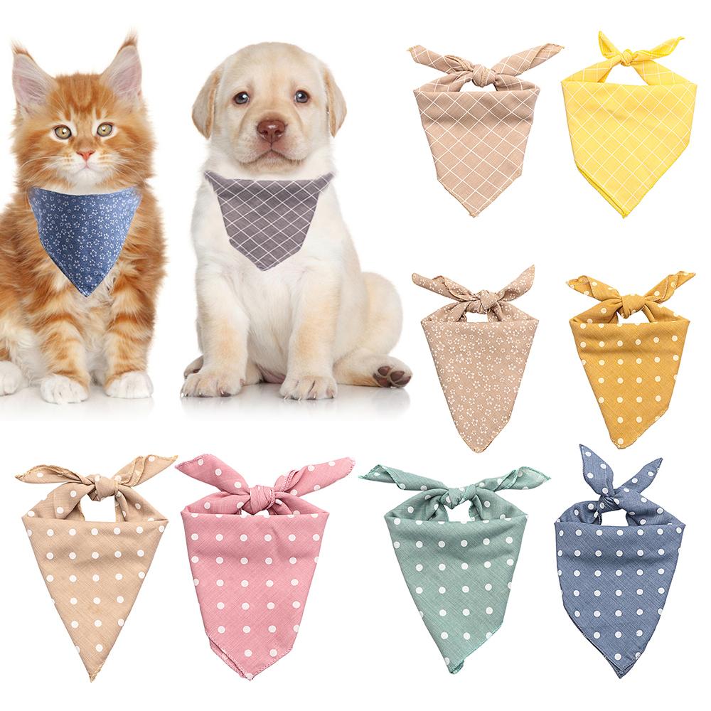 Pet Supplies Cute Plaid Dots Bib Neckerchief Pet Collars Pet Bandanas Dog Scarf Cat Neck Scarf
