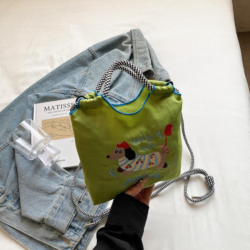 Stylish Dachshund Embroidered Nylon Crossbody Bag for Women - Autumn/Winter 2024 Collection