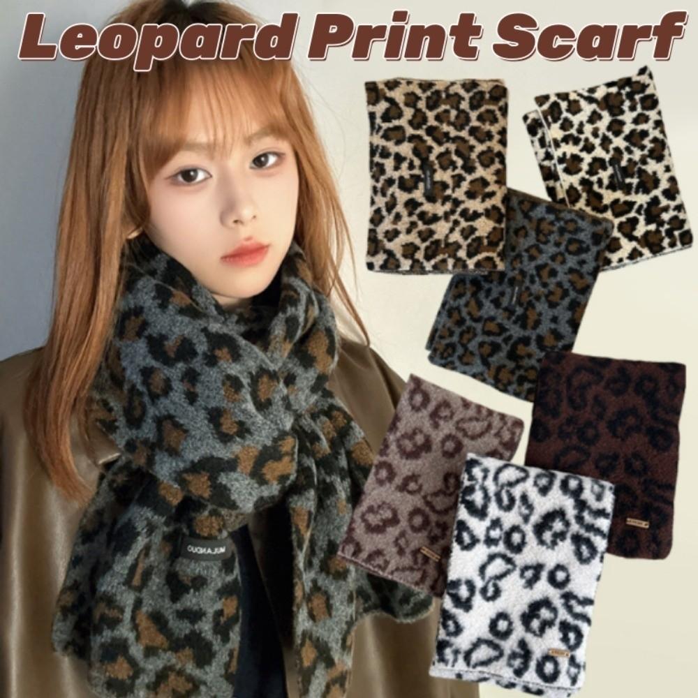 Korean Style Imitation Wool Scarf Lightweight Winter Shawl Fashion Leopard Print Scarf Unisex