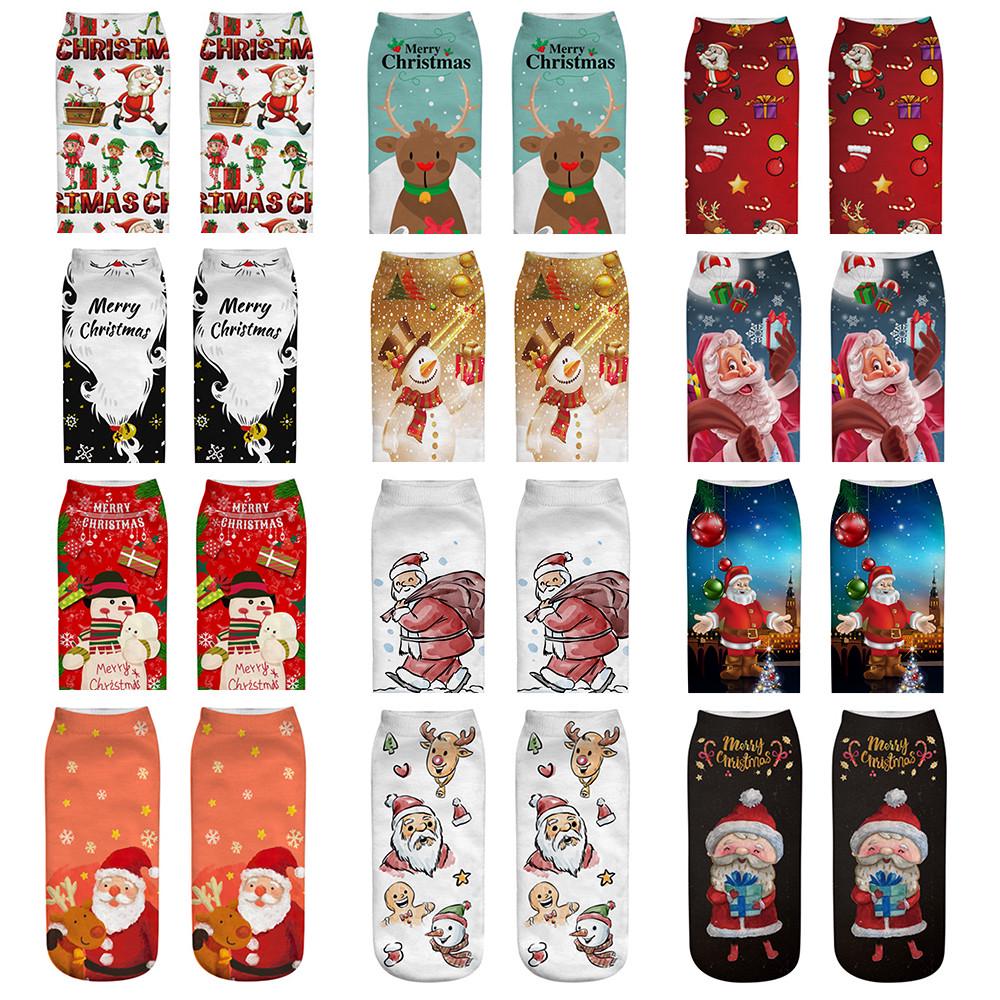 Comfortable Christmas Cotton Sock Slippers Short Print Socks