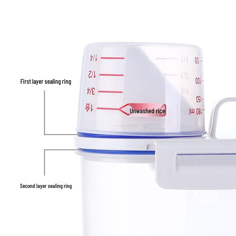 Прозрачное ведро для хранения японского риса - Большая вместимость, Защита от насекомых, Двойная застежка, Многоцелевое для зерна и круп
