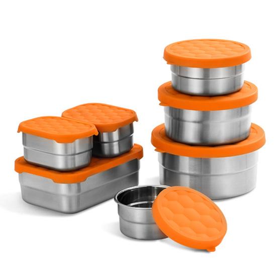 Контейнеры из нержавеющей стали для закусок для детей, герметичный контейнер для еды для малышей с силиконовыми крышками, складной металлический ланч-бокс для школы и детского сада