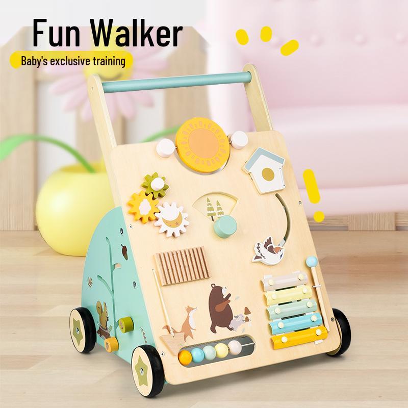 Children's Multifunctional Anti-Rollover Stroller Walker with Educational Toys