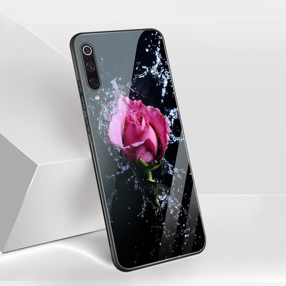 Стеклянный чехол с цветком розы для Xiaomi Redmi Note 12 11 8 9 10 7 8A 10 9S 9C 10C Note 10 Pro 11T Pro Poco X3 F3 Mi 10 Pro Funda Capa
