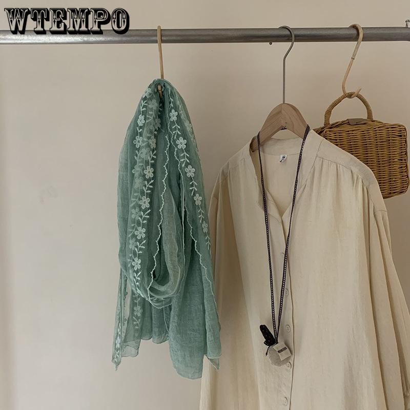 Lace Scarf Thin Linen Color Solid Color Fashionable Travel Shawl Autumn and Winter Scarf