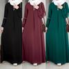 Fashion Long Sleeve Muslim Abaya Dress Casual Robe Solid Clothing for Women