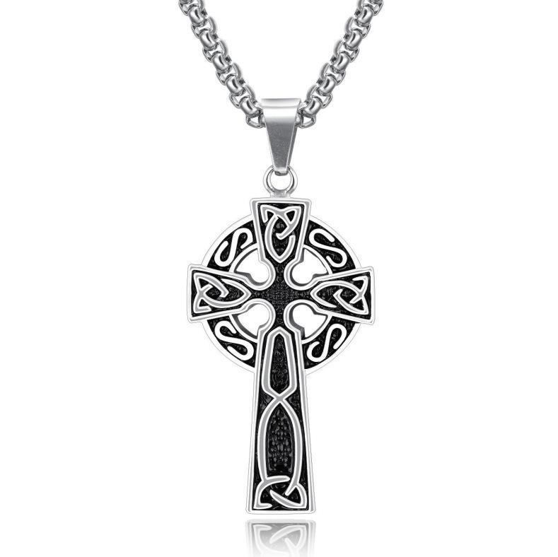 2021 Men'S Punk Street Shoot Vintage Cross Celtic Necklace Men'S And Women'S Personality Pendant Versatile