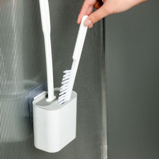 Силиконовый набор туалетных щеток с L-образной головкой, длинными нескользящими ручками, настенным держателем, компактная щетка для чистки унитаза