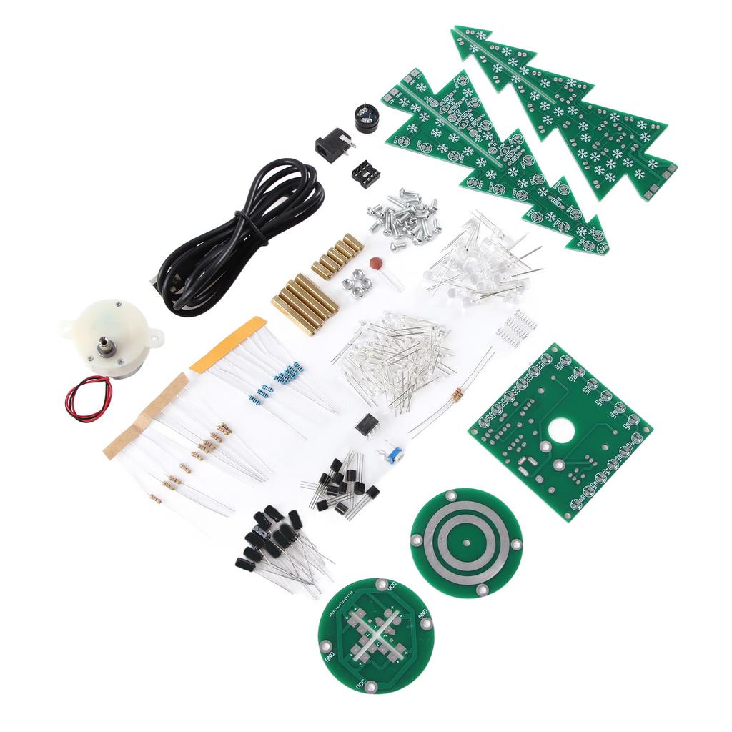 Electronic Christmas Tree Colorful LED Automatic Rotating Music Tree Assembly Kit DIY Teaching Set