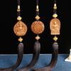 Wood Carving Crafts Buddha Statues Car Rear View Mirror Pendant Guanyin Figurine Schoolbag Mobile Phone Pendant Lucky Ornaments