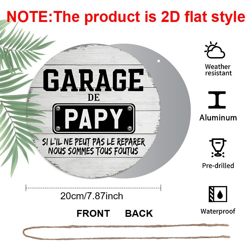 2D Flat Aluminum Garage Sign Metal Wall Decor Accessories for Home, Lover Gifts for Dad, Vintage Style Grandpa Home Decor, Father's Day Gift for