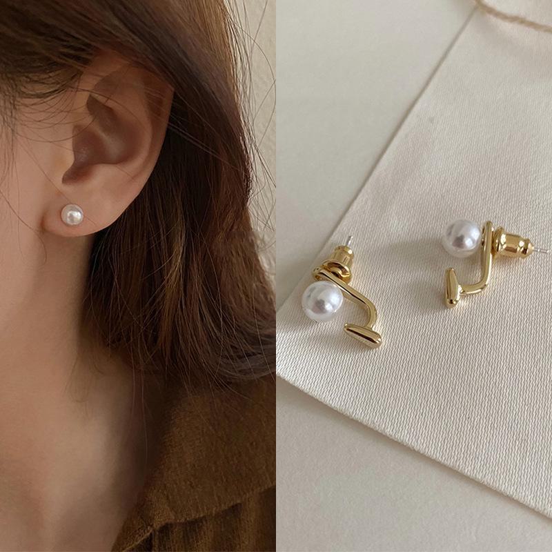 Серьги-шарики с жемчугом в стиле ретро 2025 для женщин: Элегантный корейский стиль в стиле Хепберн