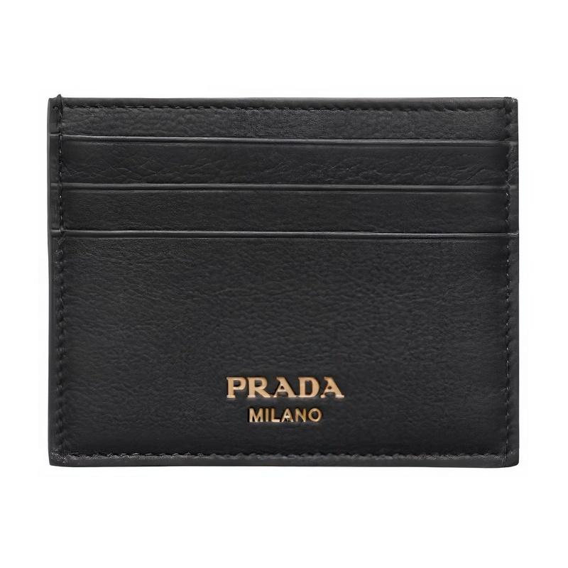 Prada Тисненый логотип шесть слотов для карт кожаный держатель для карт мужской черный