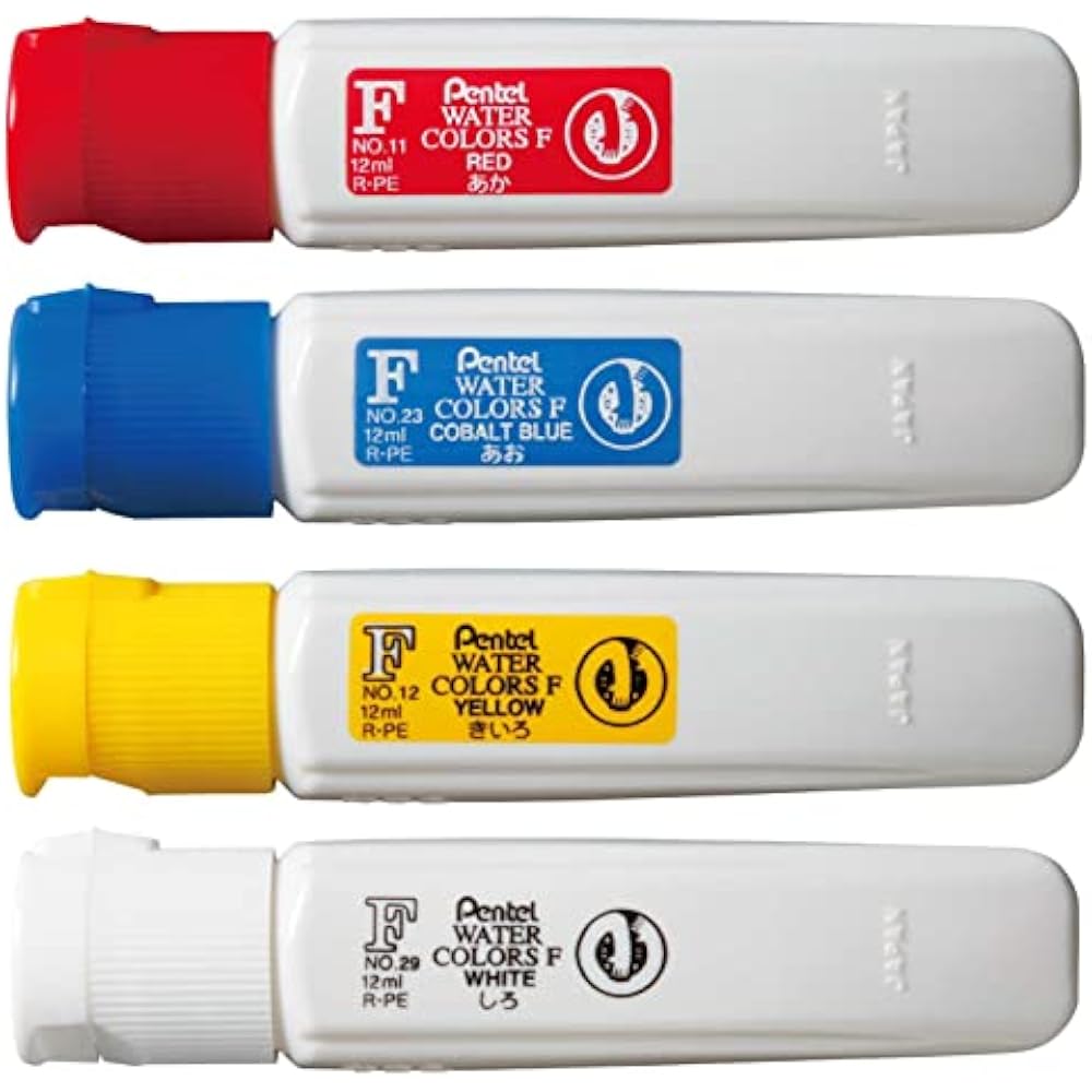 Набор из 4 цветов Pentel Paint, 1 красный, синий, желтый и белый, по 1 шт. AMZ-WFCT-4A