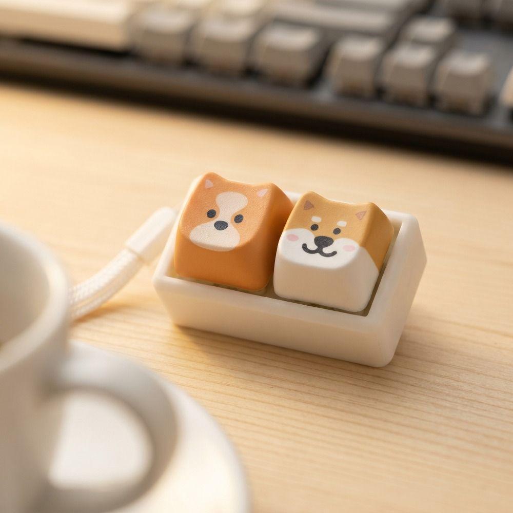 Backpack Pendant Puppy Keychain Shiba Inu Keycap Keychain Creative Keyboard Key Ring Kids Toy