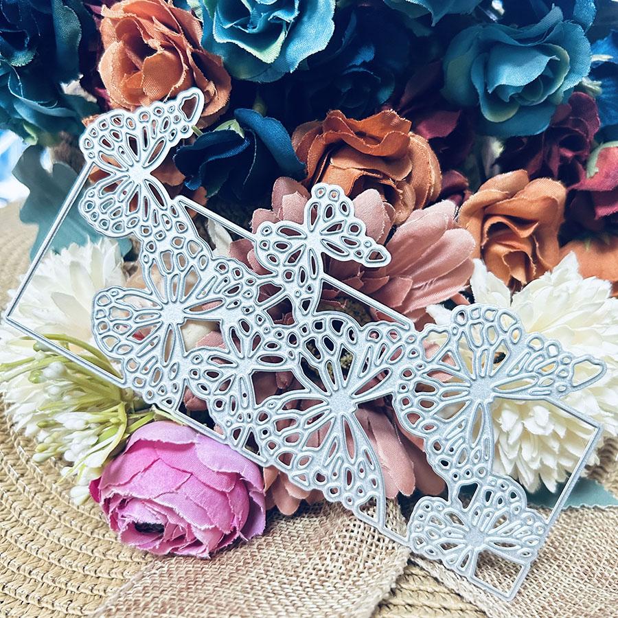 Фоны-рамки с бабочками, вырубки для изготовления открыток, металлические вырубные штампы, металлическая форма для вырубки, травленый трафарет для тиснения для рукоделия