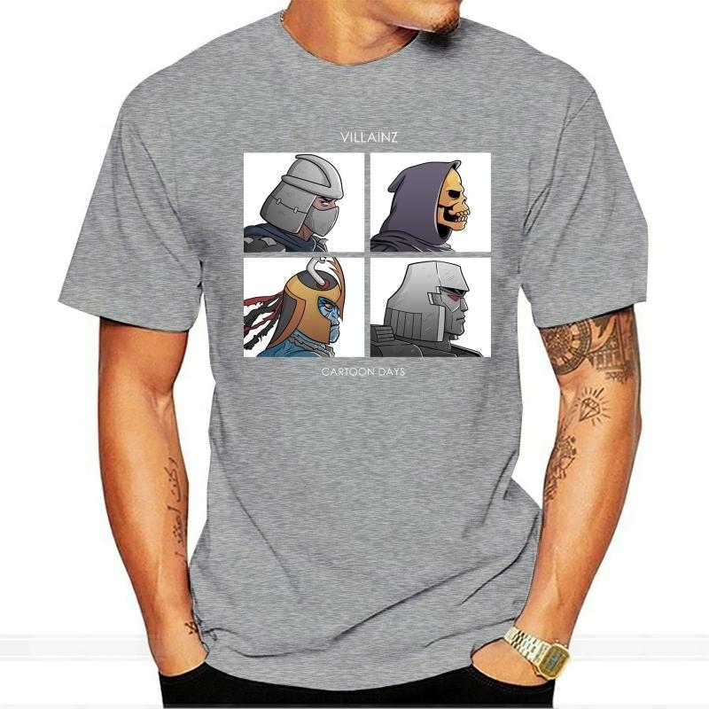 Villainz Cartoon Days Demon Days Parody Black T-Shirt Shredder Skeletor Mumm-Ra Harajuku Tee Shirt